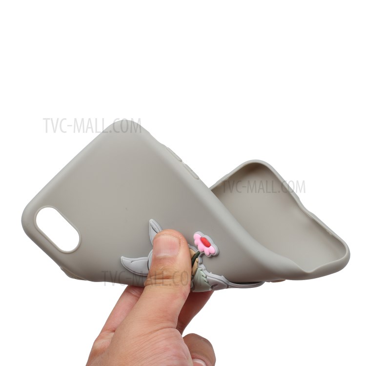 Animal Logo Decor TPU Stylish Cover for iPhone XS Max 6.5 inch - Grey Rabbit-4