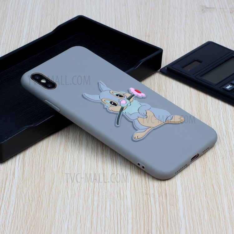 Animal Logo Decor TPU Stylish Cover for iPhone XS Max 6.5 inch - Grey Rabbit-5