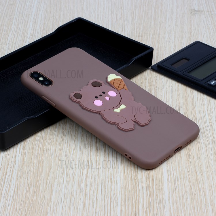 Animal Logo Decor TPU Stylish Cover for iPhone XS Max 6.5 inch - Bear-5