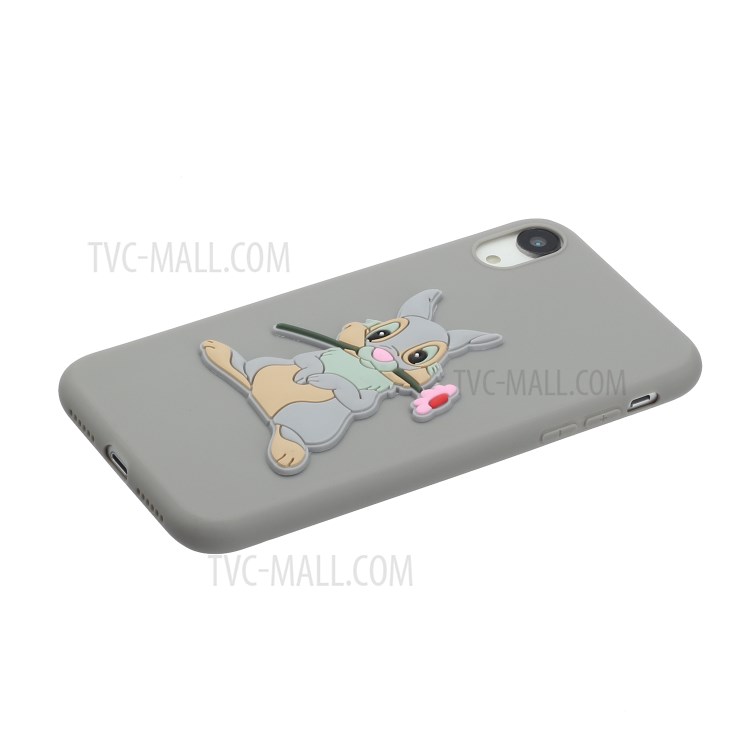 Animal Logo Decor TPU Phone Case Cover for Apple iPhone XR 6.1 inch - Grey Rabbit-2