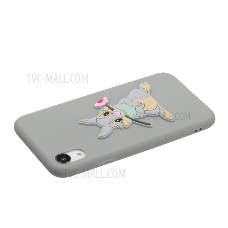 Animal Logo Decor TPU Phone Case Cover for Apple iPhone XR 6.1 inch - Grey Rabbit-3