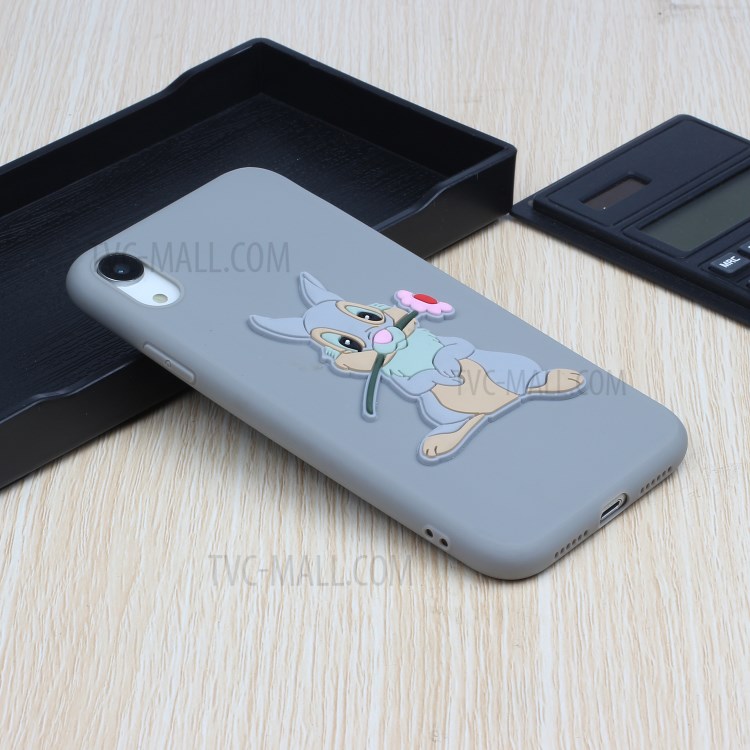Animal Logo Decor TPU Phone Case Cover for Apple iPhone XR 6.1 inch - Grey Rabbit-5