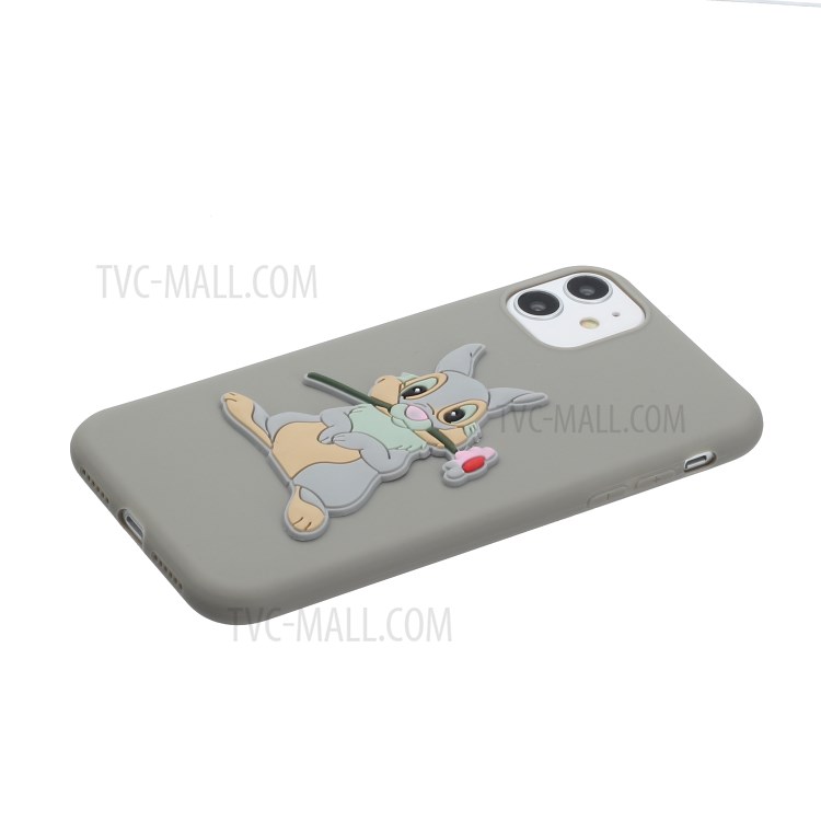 Animal Logo Decor TPU Phone Case Shell for Apple iPhone 11 6.1 inch - Grey Rabbit-2