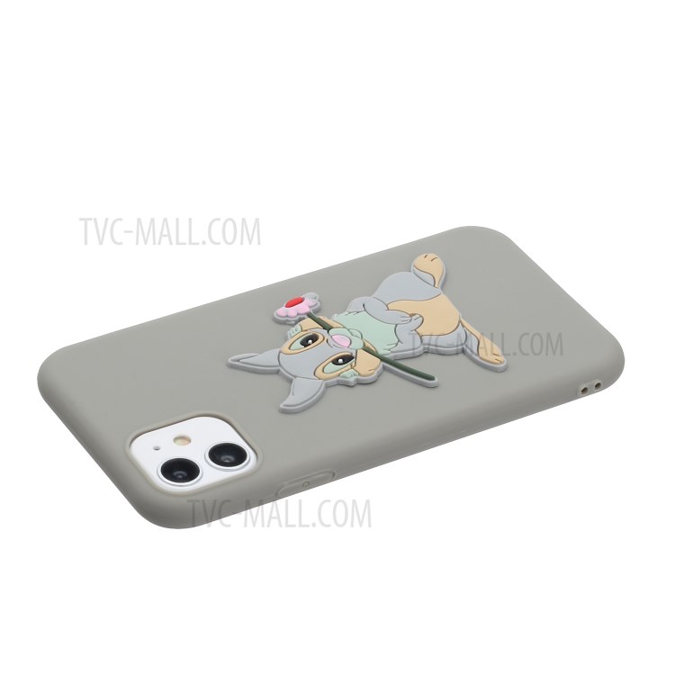 Animal Logo Decor TPU Phone Case Shell for Apple iPhone 11 6.1 inch - Grey Rabbit-3