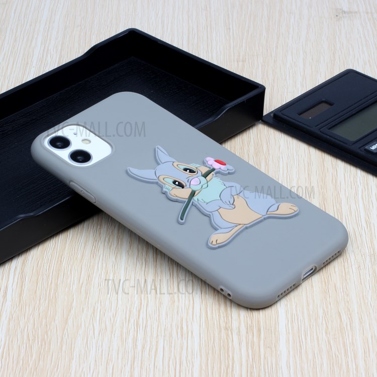 Animal Logo Decor TPU Phone Case Shell for Apple iPhone 11 6.1 inch - Grey Rabbit-5