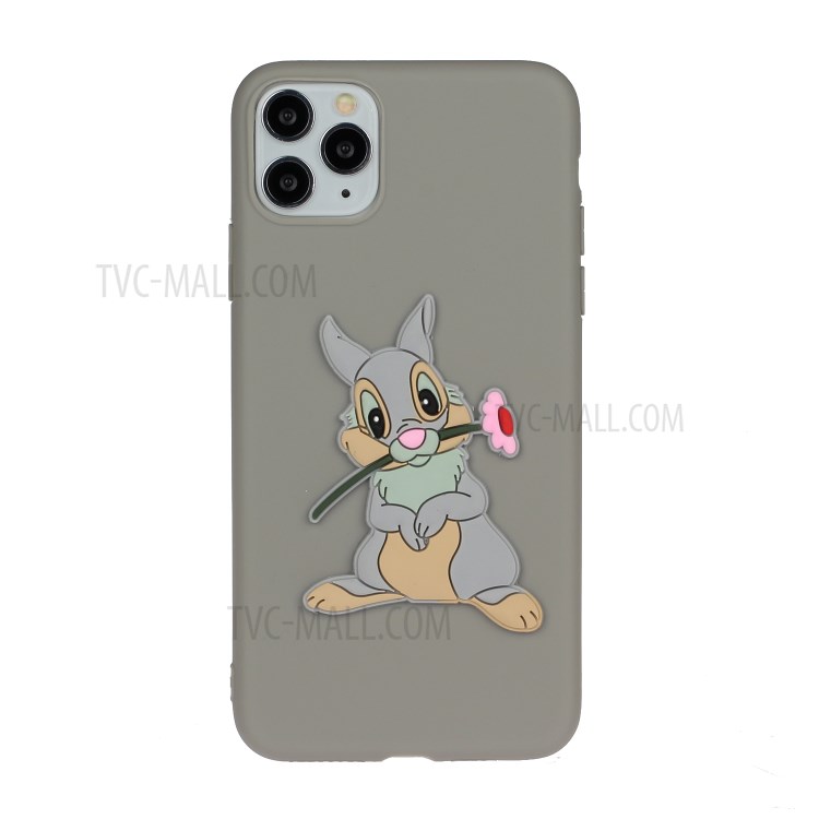 Animal Logo Decor TPU Phone Cover Case for Apple iPhone 11 Pro Max 6.5 inch - Grey Rabbit-1