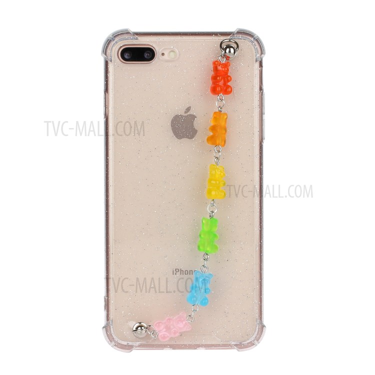 Bracelets Style Hand Strap Glitter Powder TPU Case for iPhone 8/7 Plus 5.5 inch - Style E-1