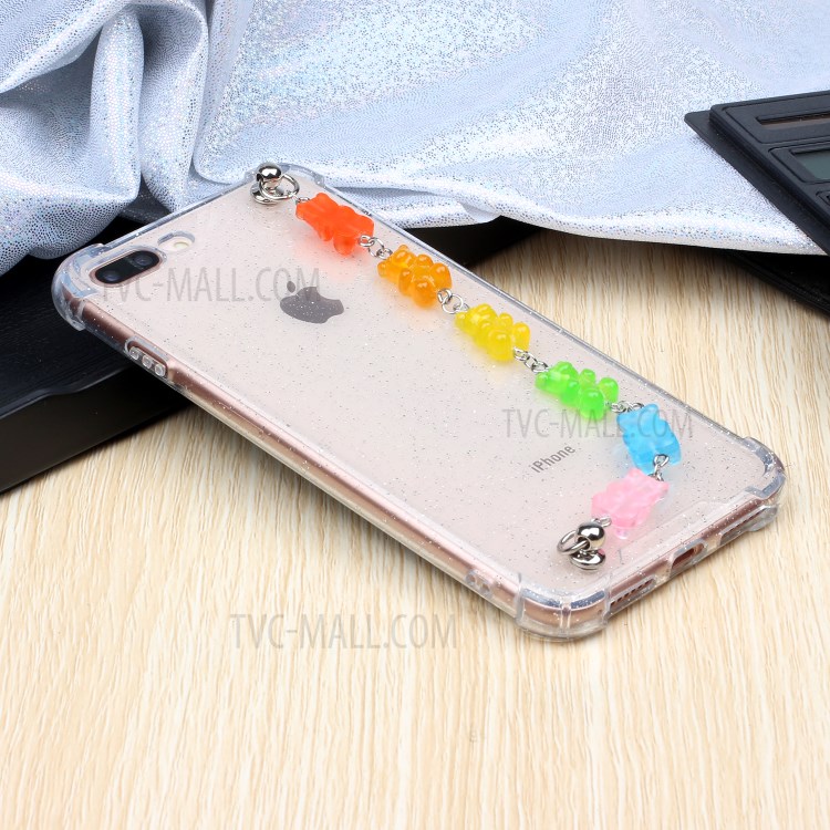 Bracelets Style Hand Strap Glitter Powder TPU Case for iPhone 8/7 Plus 5.5 inch - Style E-6