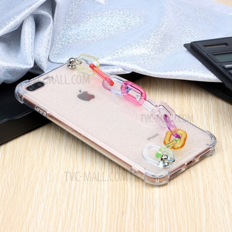 Bracelets Style Hand Strap Glitter Powder TPU Case for iPhone 8/7 Plus 5.5 inch - Style F-6