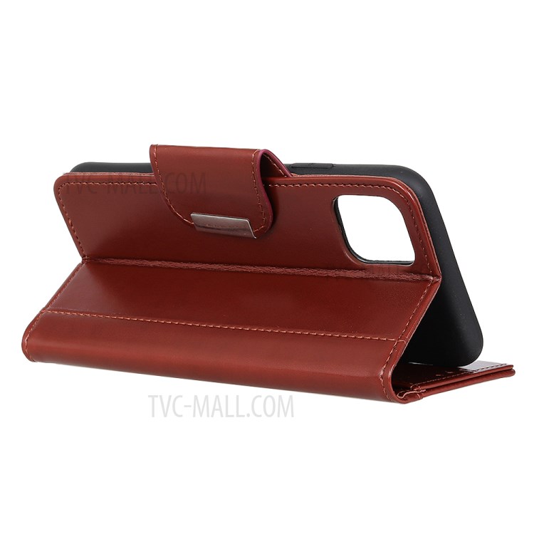 Wallet Stand PU Leather Flip Case for iPhone 12 Pro Max 6.7 inch - Brown-4