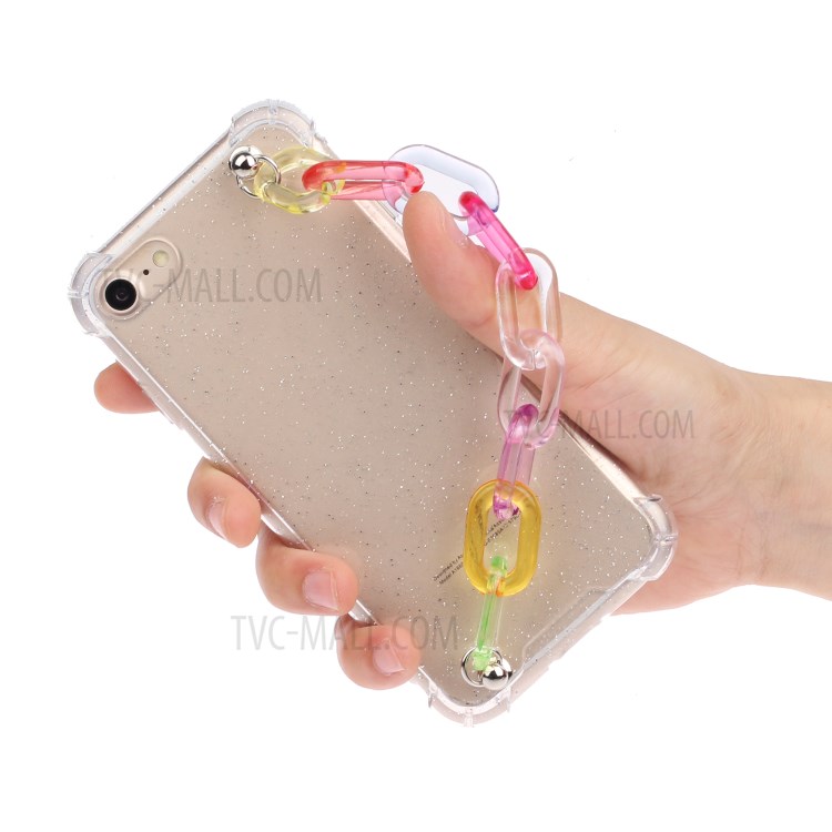Bracelets Style Hand Strap Glitter Powder TPU Shell for iPhone SE (2nd Generation)/8/7 4.7 inch - Style E-4