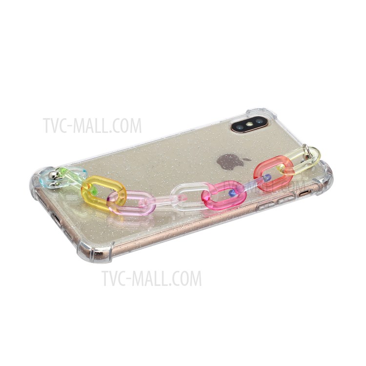Bracelets Style Hand Strap Glitter Powder TPU Back Case for iPhone X/XS 5.8 inch - Style A-2