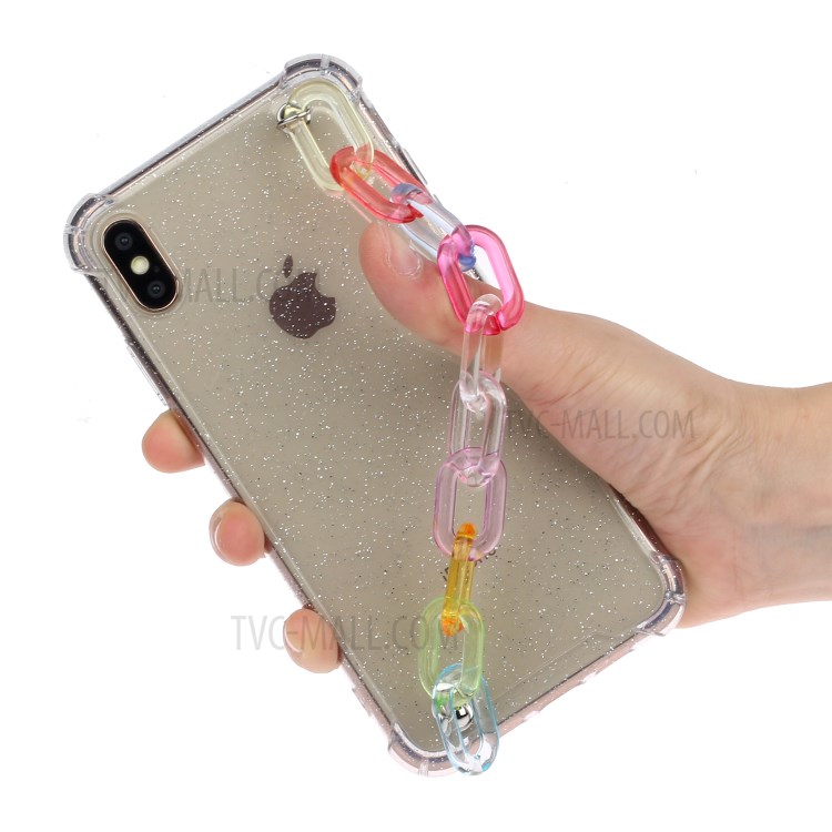 Bracelets Style Hand Strap Glitter Powder TPU Back Case for iPhone X/XS 5.8 inch - Style A-4