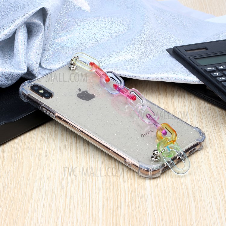 Bracelets Style Hand Strap Glitter Powder TPU Back Case for iPhone X/XS 5.8 inch - Style A-6