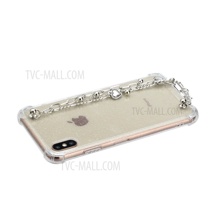 Bracelets Style Hand Strap Glitter Powder TPU Back Case for iPhone X/XS 5.8 inch - Style B-3