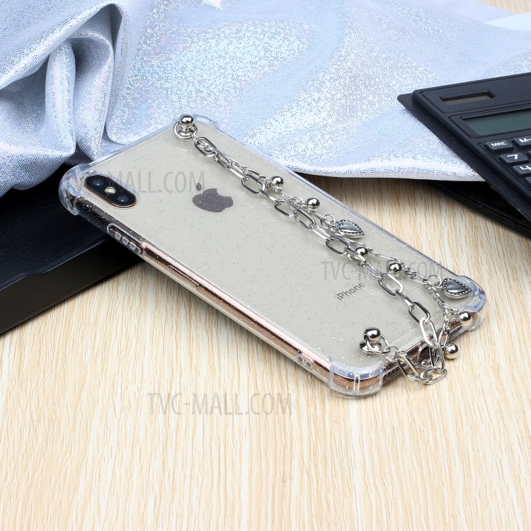 Bracelets Style Hand Strap Glitter Powder TPU Back Case for iPhone X/XS 5.8 inch - Style B-6
