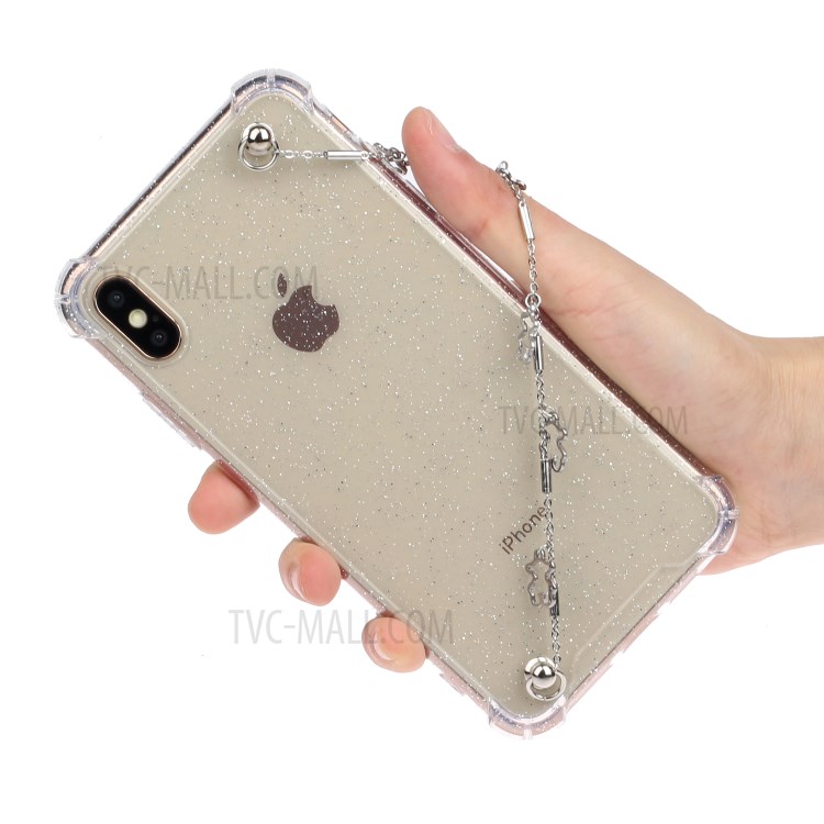 Bracelets Style Hand Strap Glitter Powder TPU Back Case for iPhone X/XS 5.8 inch - Style C-4