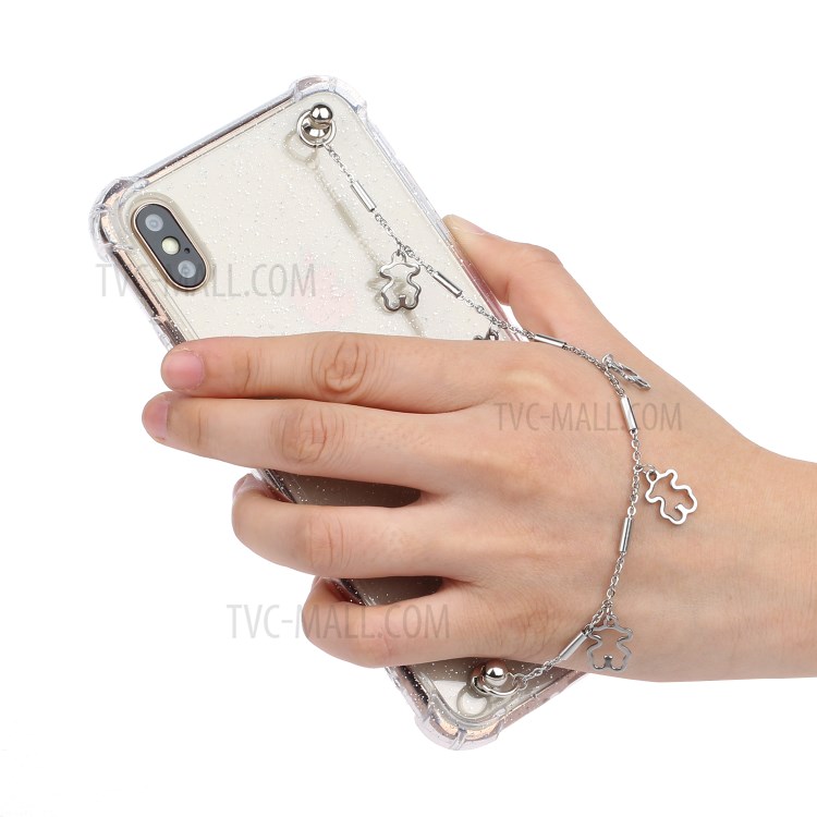 Bracelets Style Hand Strap Glitter Powder TPU Back Case for iPhone X/XS 5.8 inch - Style C-5