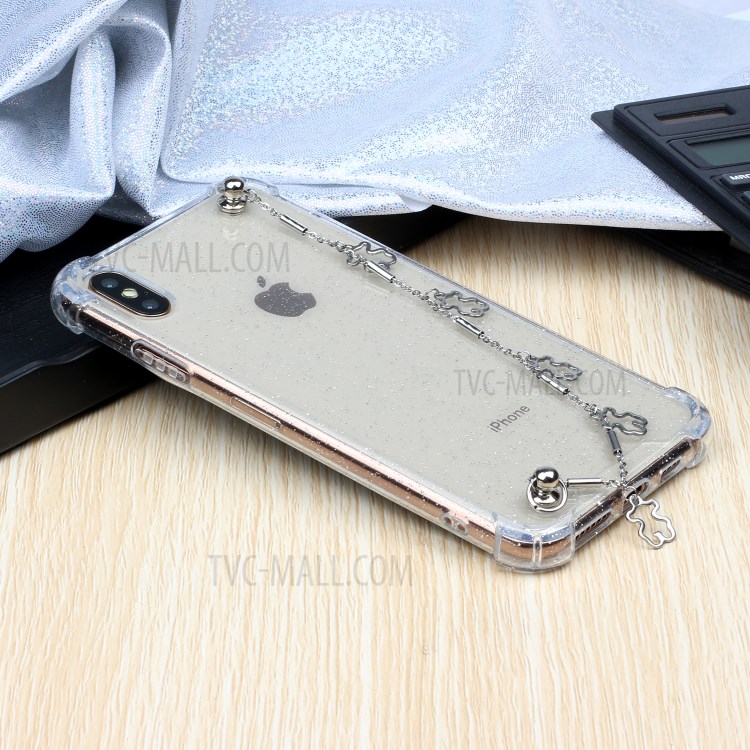 Bracelets Style Hand Strap Glitter Powder TPU Back Case for iPhone X/XS 5.8 inch - Style C-6