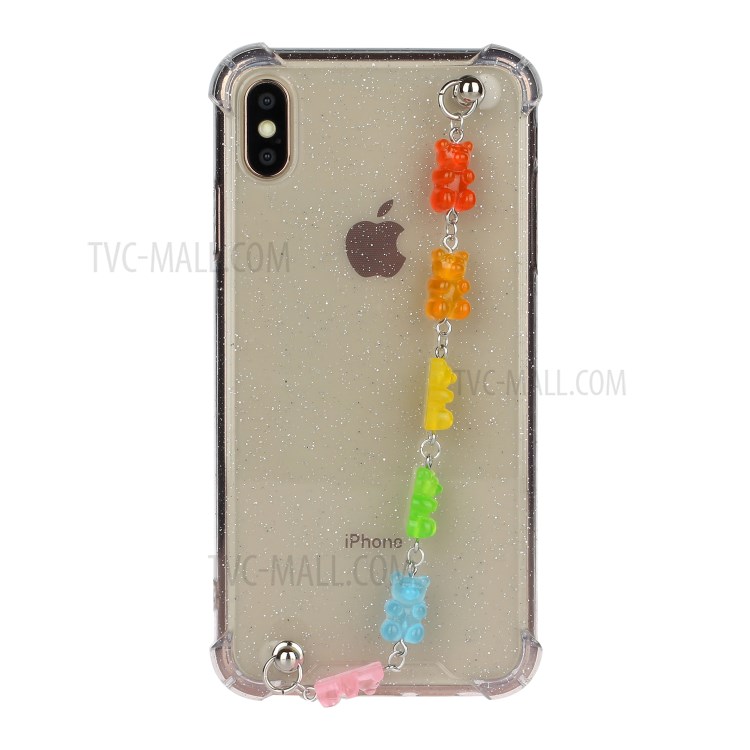 Bracelets Style Hand Strap Glitter Powder TPU Back Case for iPhone X/XS 5.8 inch - Style D-1