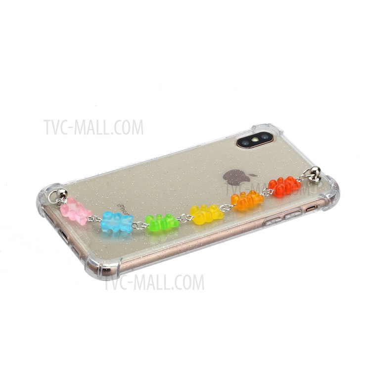Bracelets Style Hand Strap Glitter Powder TPU Back Case for iPhone X/XS 5.8 inch - Style D-2