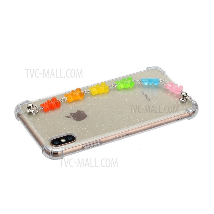 Bracelets Style Hand Strap Glitter Powder TPU Back Case for iPhone X/XS 5.8 inch - Style D-3
