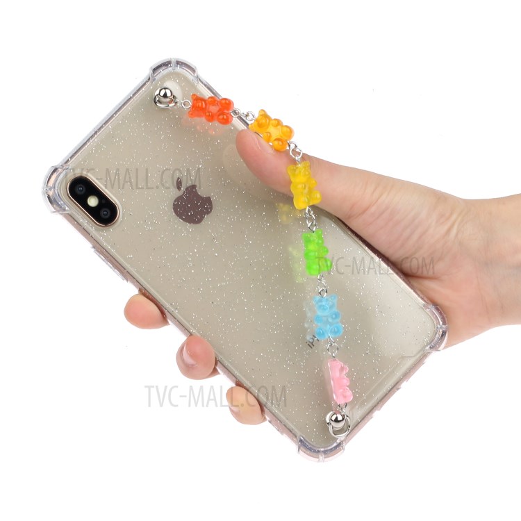 Bracelets Style Hand Strap Glitter Powder TPU Back Case for iPhone X/XS 5.8 inch - Style D-4