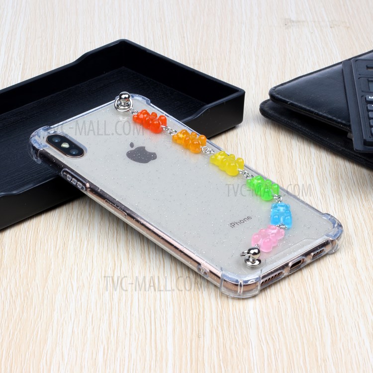 Bracelets Style Hand Strap Glitter Powder TPU Back Case for iPhone X/XS 5.8 inch - Style D-6