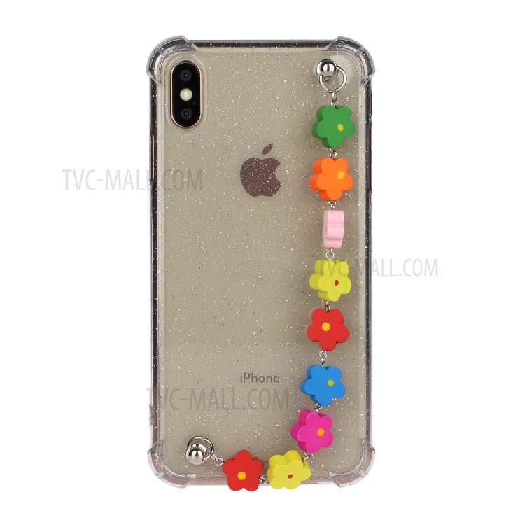 Bracelets Style Hand Strap Glitter Powder TPU Back Case for iPhone X/XS 5.8 inch - Style E-1