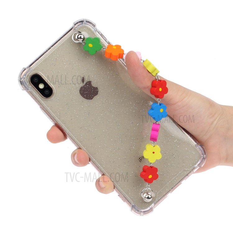 Bracelets Style Hand Strap Glitter Powder TPU Back Case for iPhone X/XS 5.8 inch - Style E-3