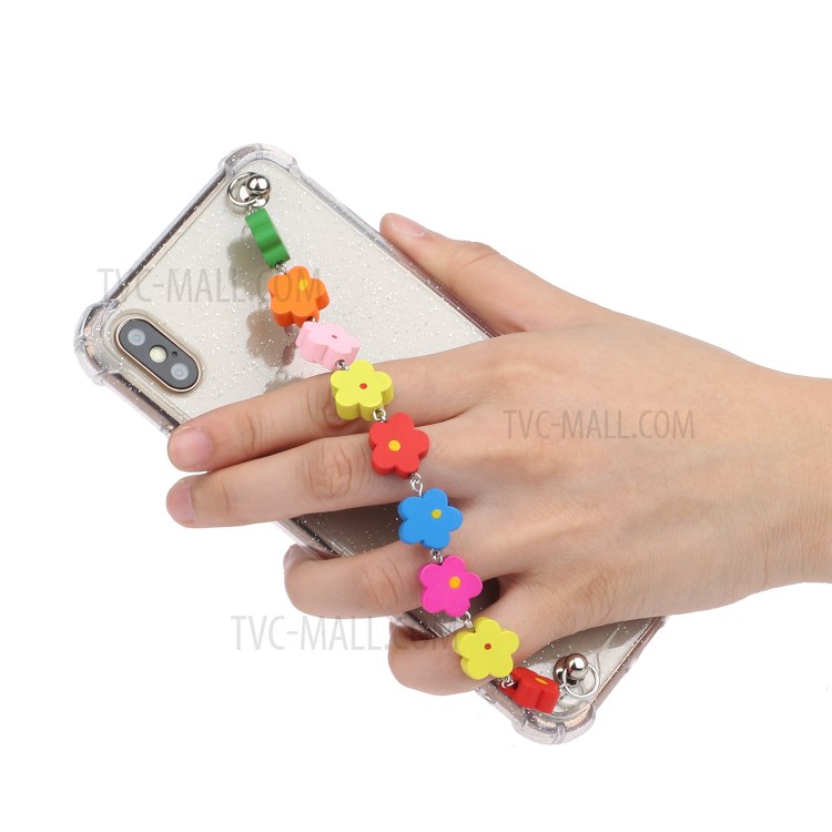 Bracelets Style Hand Strap Glitter Powder TPU Back Case for iPhone X/XS 5.8 inch - Style E-4