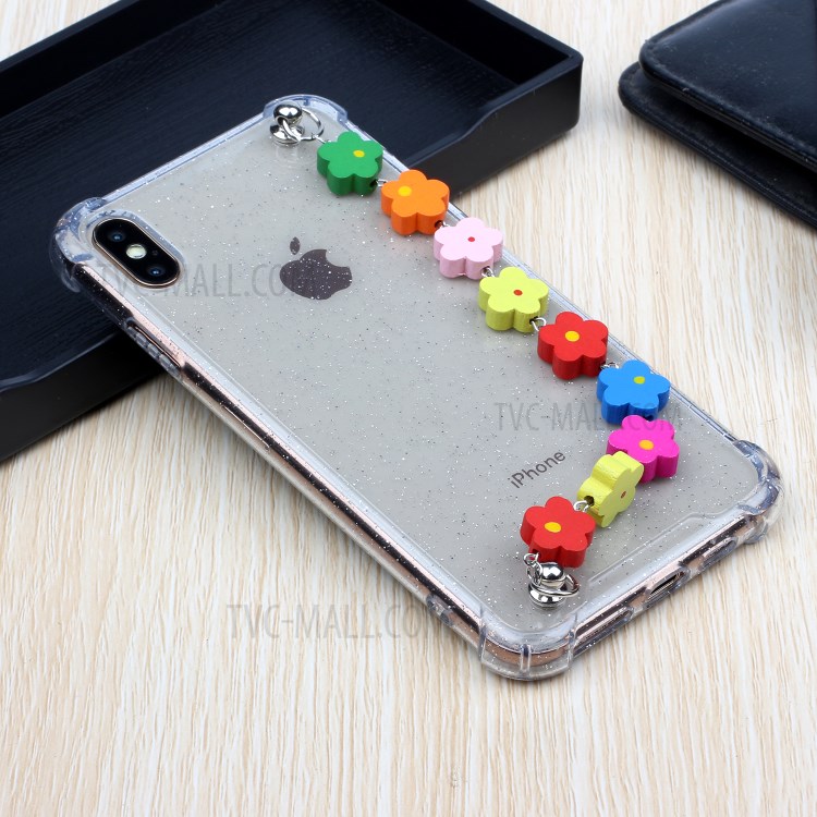 Bracelets Style Hand Strap Glitter Powder TPU Back Case for iPhone X/XS 5.8 inch - Style E-5