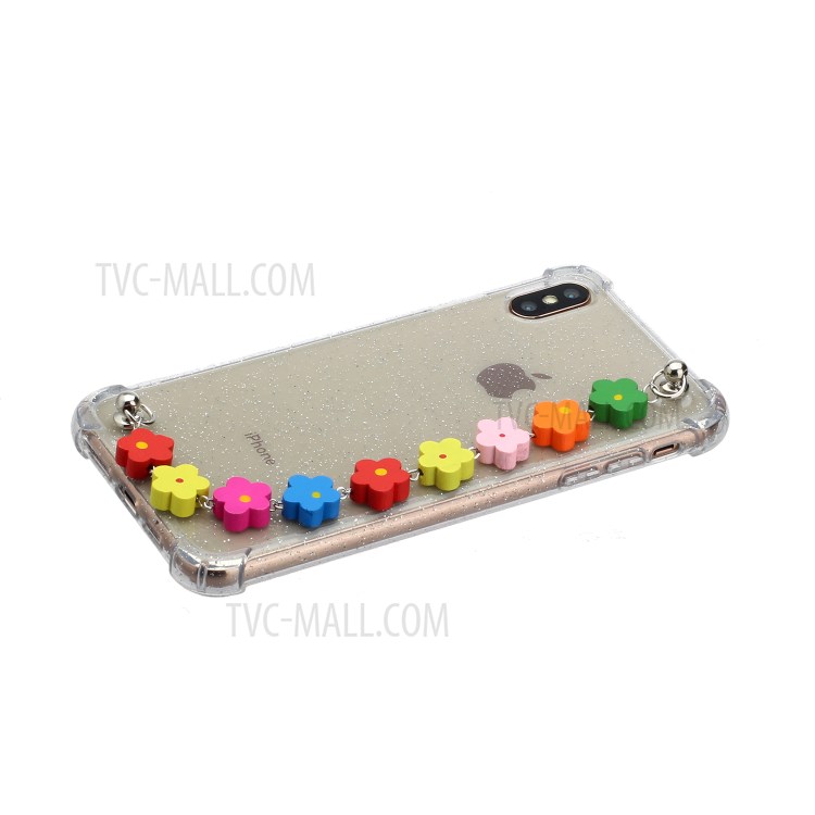 Bracelets Style Hand Strap Glitter Powder TPU Back Case for iPhone X/XS 5.8 inch - Style E-6