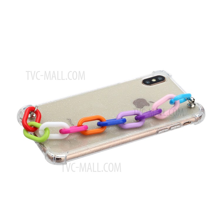 Bracelets Style Hand Strap Glitter Powder TPU Back Case for iPhone X/XS 5.8 inch - Style F-2