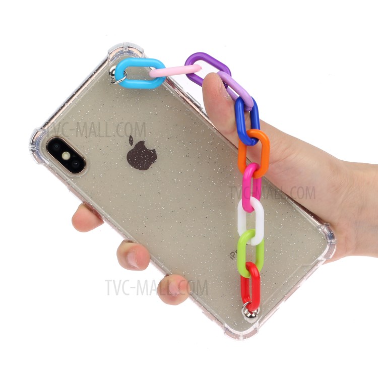 Bracelets Style Hand Strap Glitter Powder TPU Back Case for iPhone X/XS 5.8 inch - Style F-4