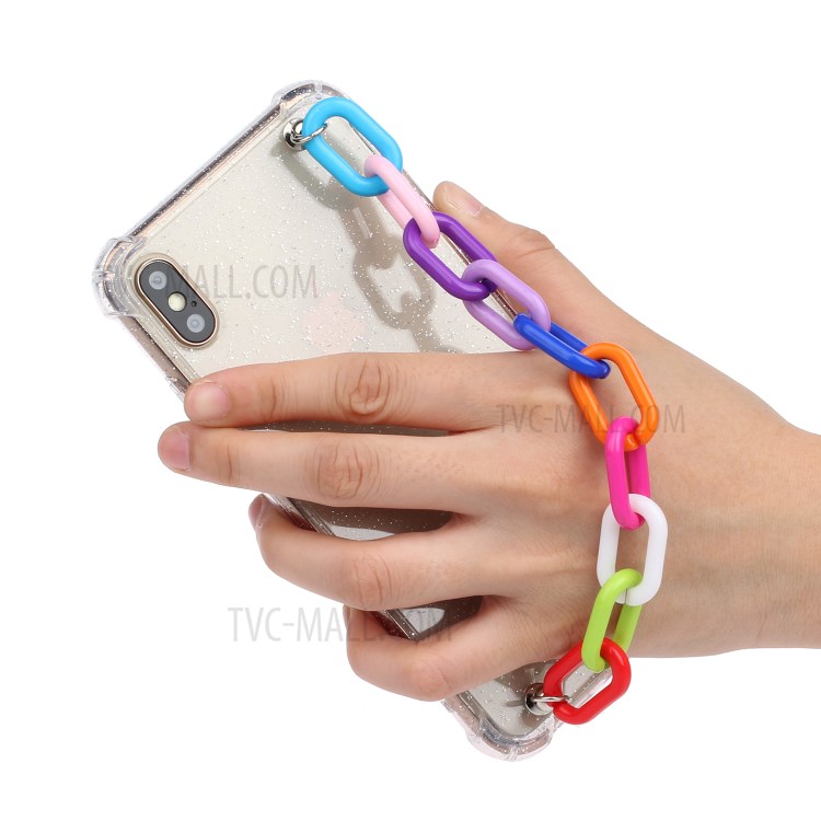 Bracelets Style Hand Strap Glitter Powder TPU Back Case for iPhone X/XS 5.8 inch - Style F-5