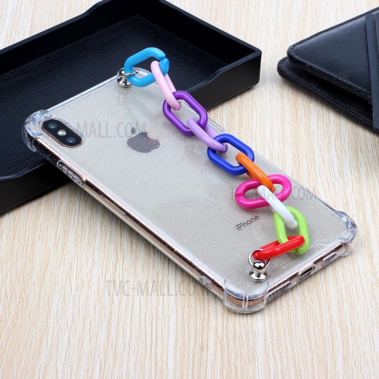 Bracelets Style Hand Strap Glitter Powder TPU Back Case for iPhone X/XS 5.8 inch - Style F-6