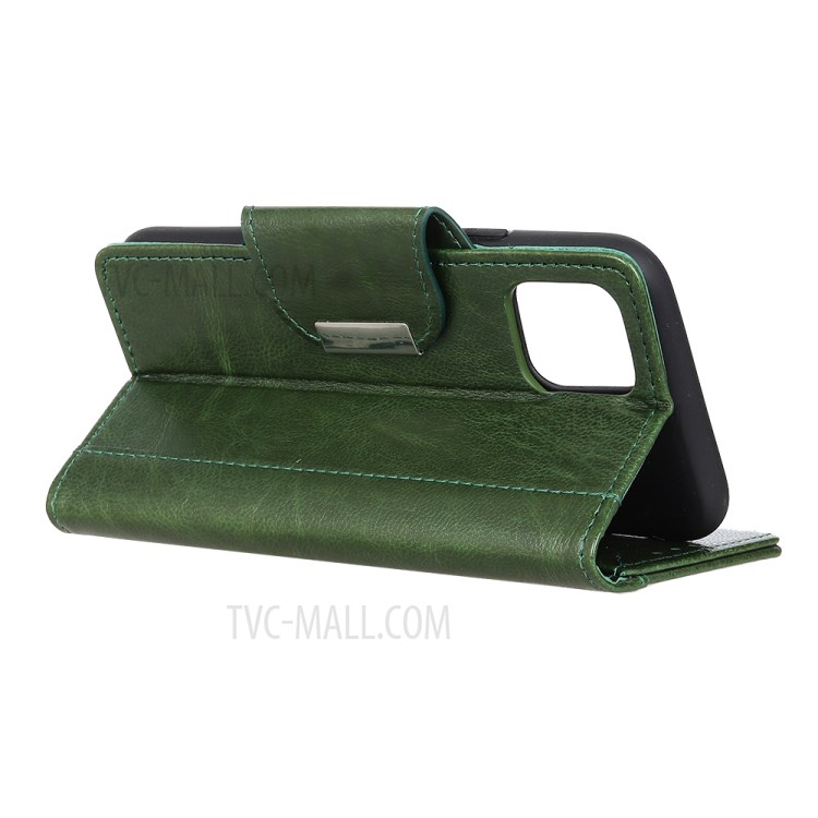 Textured PU Leather Wallet Phone Cover for iPhone 12 Pro Max 6.7 inch - Green-4