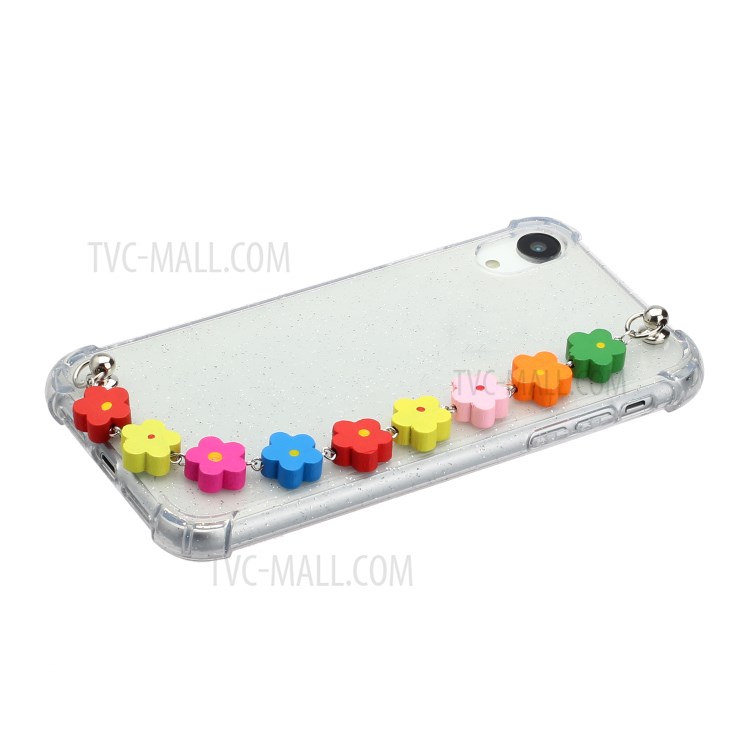 Chain Bracelet Style Soft TPU Cell Phone Case for iPhone XR 6.1 inch - Colorful Flower-2