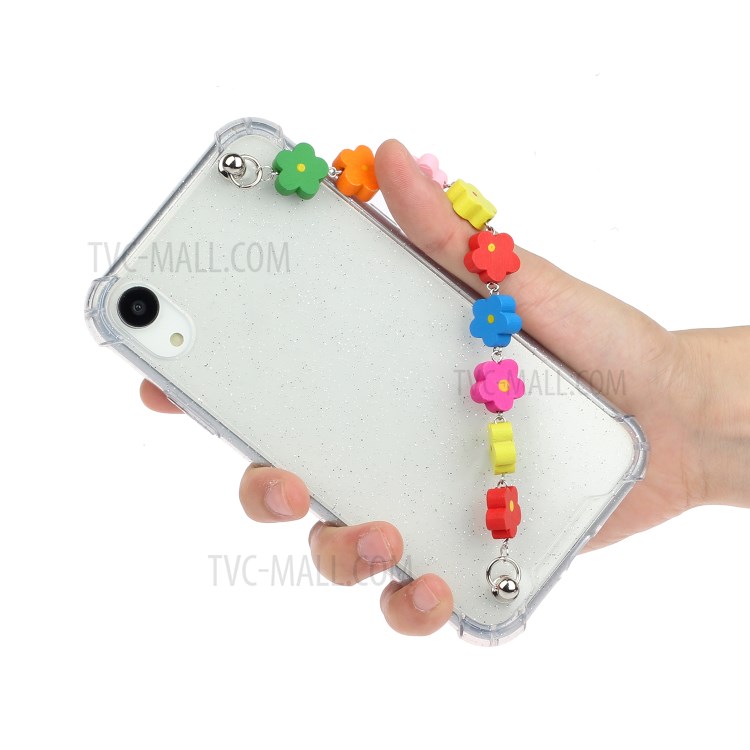 Chain Bracelet Style Soft TPU Cell Phone Case for iPhone XR 6.1 inch - Colorful Flower-4