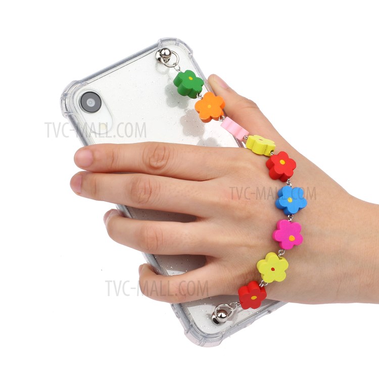 Chain Bracelet Style Soft TPU Cell Phone Case for iPhone XR 6.1 inch - Colorful Flower-5