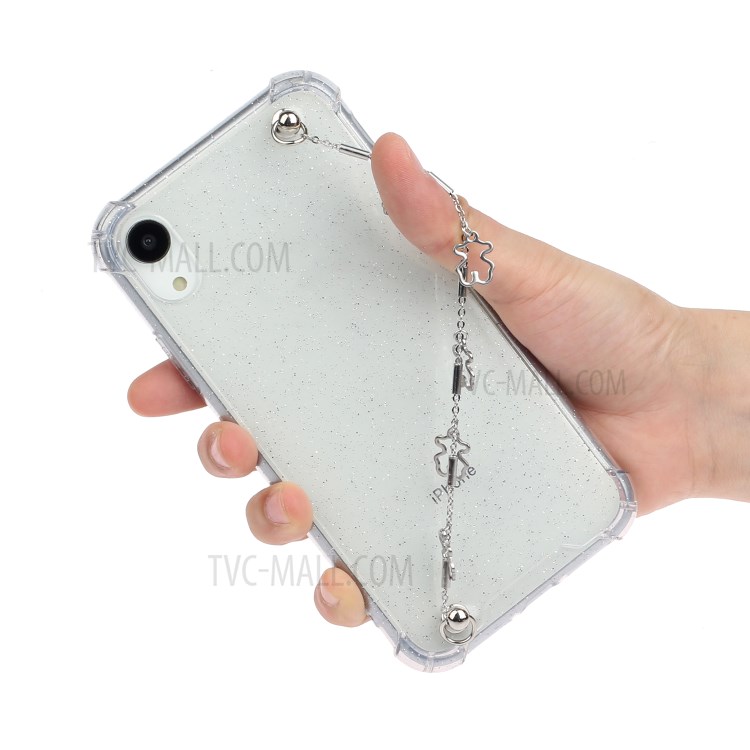 Chain Bracelet Style Soft TPU Cell Phone Case for iPhone XR 6.1 inch - Silver Bear-4