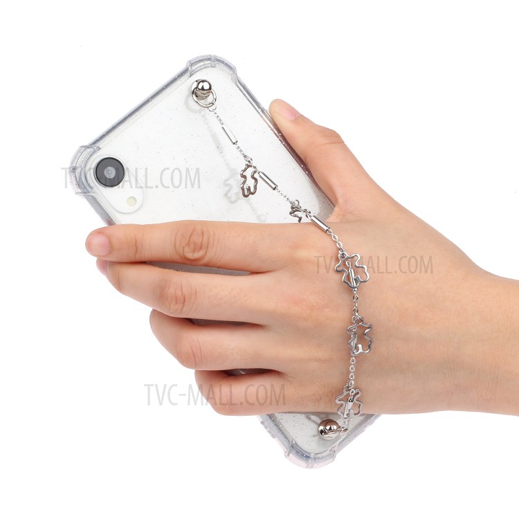Chain Bracelet Style Soft TPU Cell Phone Case for iPhone XR 6.1 inch - Silver Bear-5