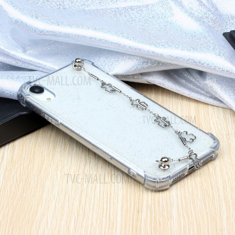 Chain Bracelet Style Soft TPU Cell Phone Case for iPhone XR 6.1 inch - Silver Bear-6
