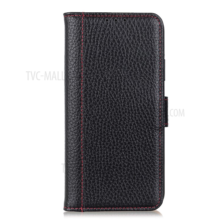 Contrast Color Litchi Texture Leather Case for iPhone 12 Pro Max 6.7 inch - Black-2