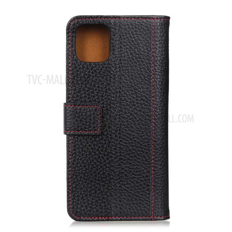 Contrast Color Litchi Texture Leather Case for iPhone 12 Pro Max 6.7 inch - Black-3