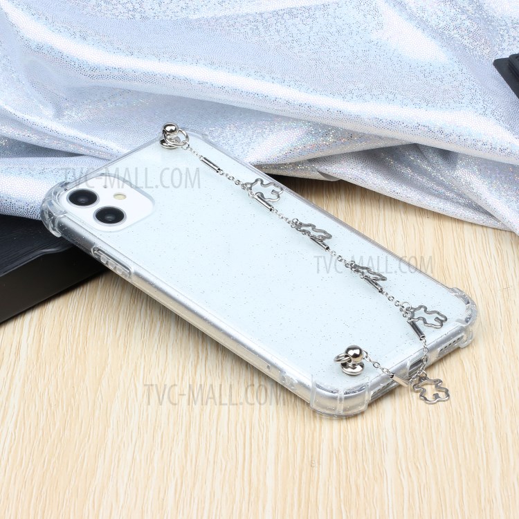 Chain Bracelet Style Soft TPU Phone Case for iPhone 11 6.1 inch - Silver Bear-6