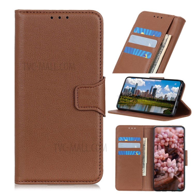 Litchi Skin Leather Wallet Case for iPhone 12 Pro Max 6.7 inch - Brown-1