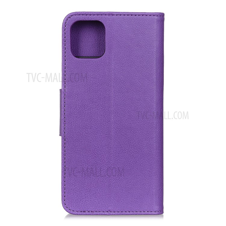 Litchi Skin with Wallet Leather Stand Case for iPhone 12 5.4 inch - Purple-3