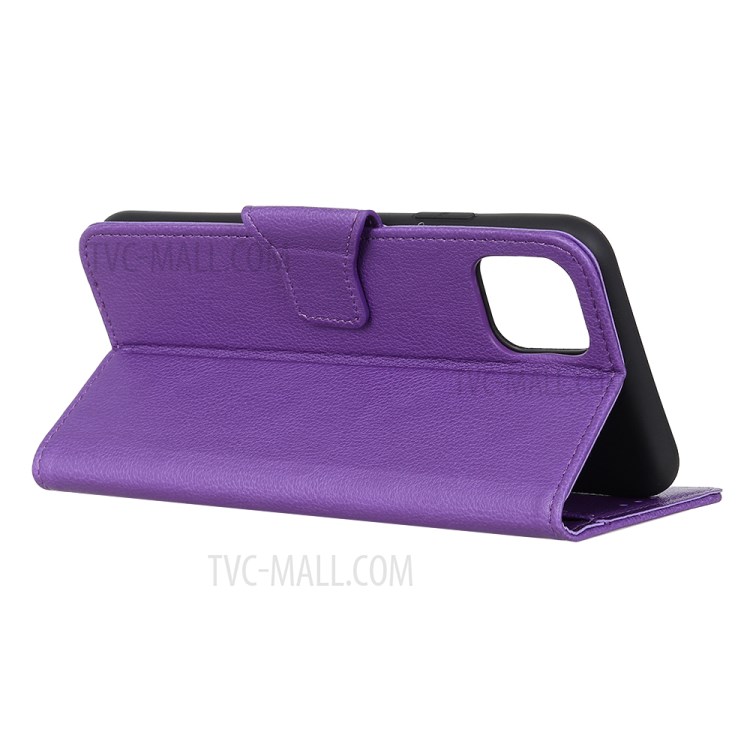 Litchi Skin with Wallet Leather Stand Case for iPhone 12 5.4 inch - Purple-4